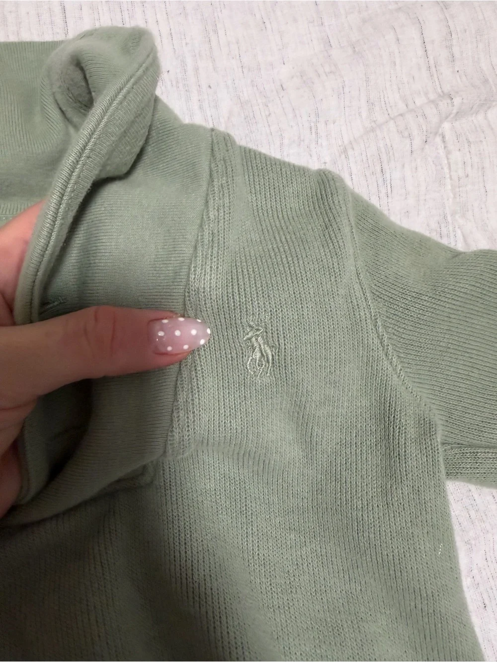 9 Month Ralph Lauren Kids Shawl Collar Pullover and Jogger Pajama Set Sage Green